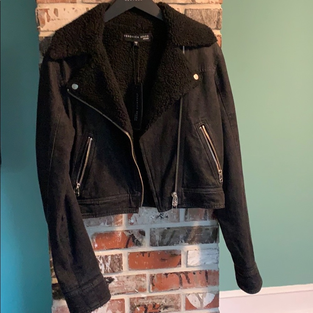Veronica Beard Rosina denim moto jacket